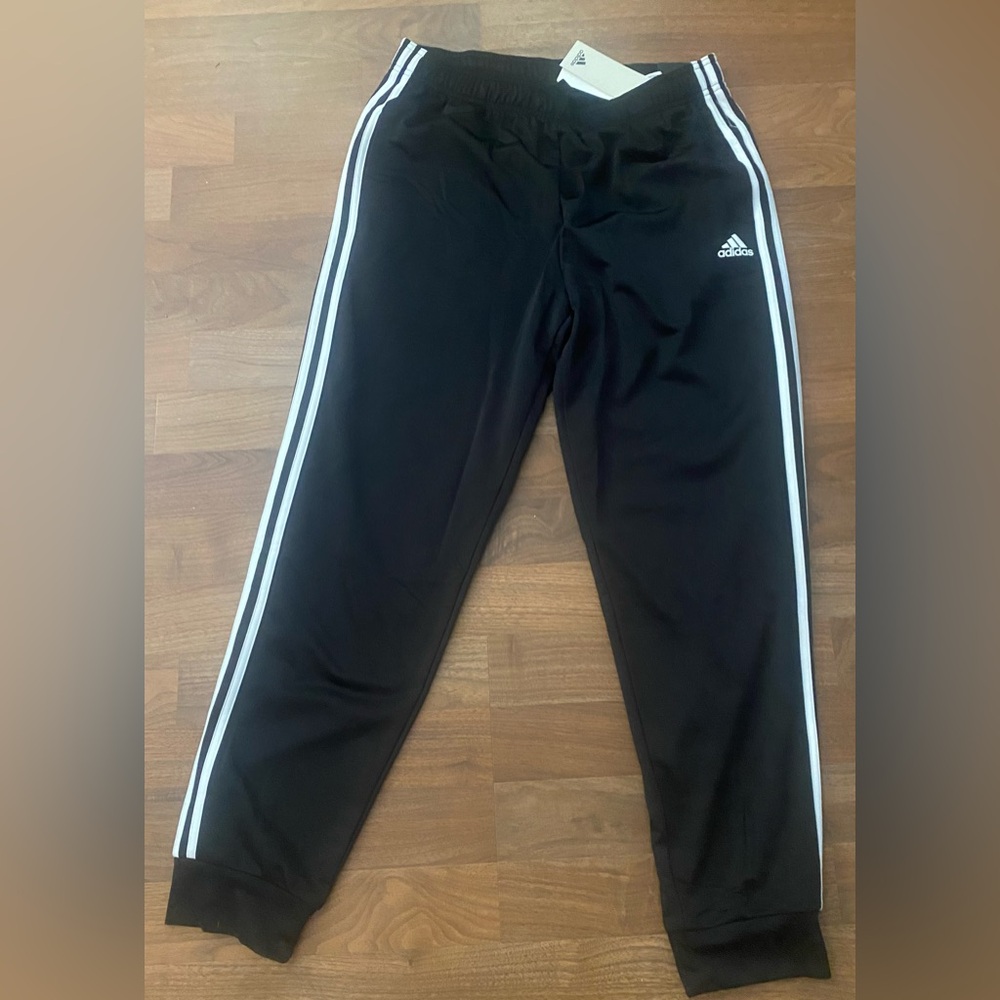 adidas Black Joggers with White Three-Stripes